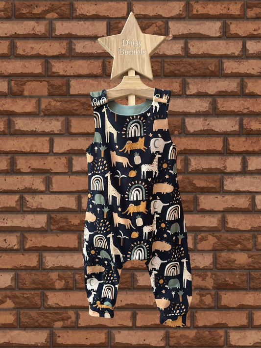 Navy Jungle Romper